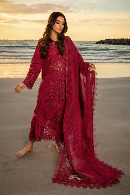 Maroon Heavy Chikankari Embroidered Lawn Suit
