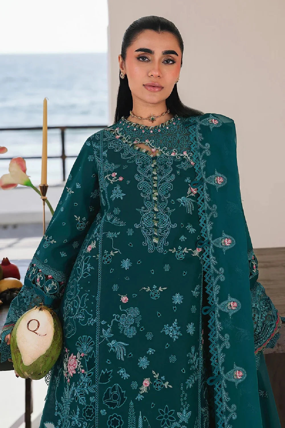 Chikankari Embroidered Lawn Suit with Laser Cutwork