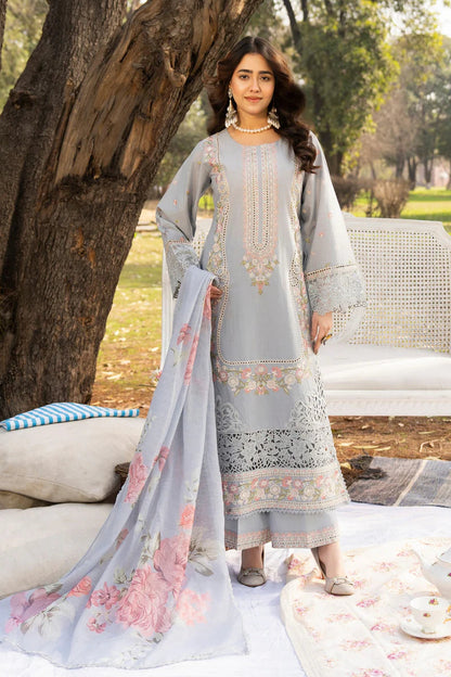 Ice Blue Chikankari Lawn Suit with Cutwork Details