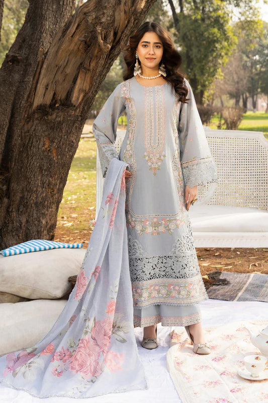 Ice Blue Chikankari Lawn Suit with Cutwork Details