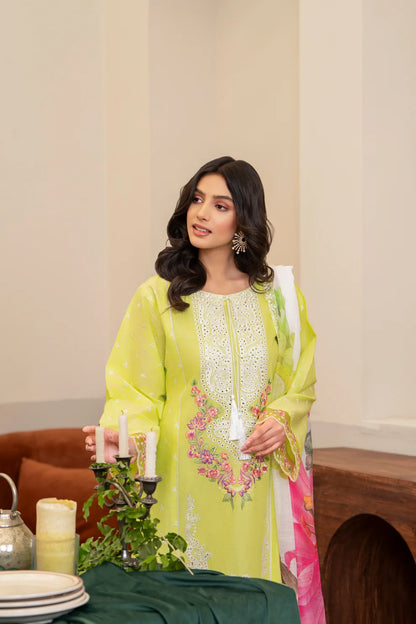 Lime Yellow Pure Cotton Chikankari Suit