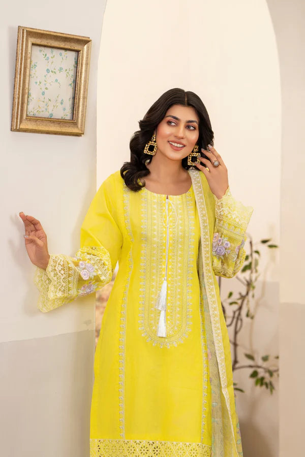 Firefly Yellow Pure Cotton Chikankari Suit