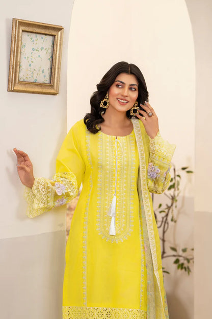 Firefly Yellow Pure Cotton Chikankari Suit