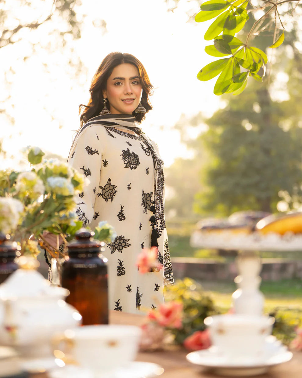 Pure Cotton Suit with Panni Work, 3D Flowers & Chikankari Details