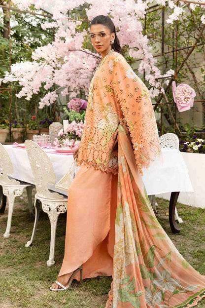 Peach Chikankari Embroidered Lawn Suit with Chiffon Dupatta