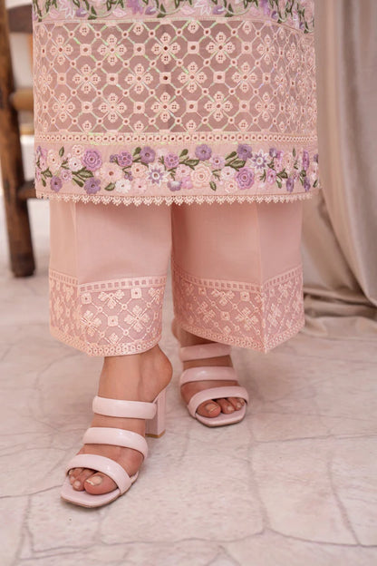 Pastel Pink Pure Cotton Chikankari Suit