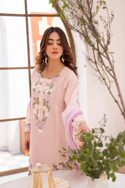 Pastel Pink Pure Cotton Chikankari Suit