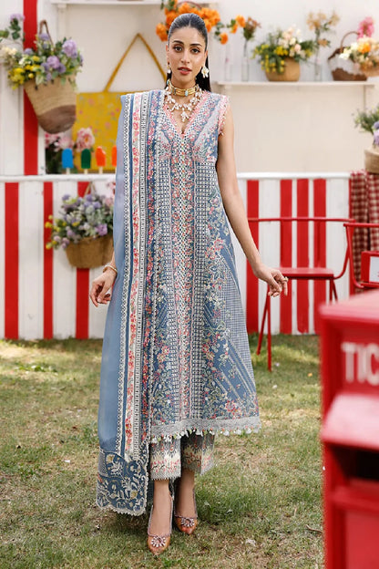 Light Grey Chikankari Embroidered Luxury Lawn Suit