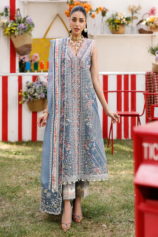 Light Grey Chikankari Embroidered Luxury Lawn Suit