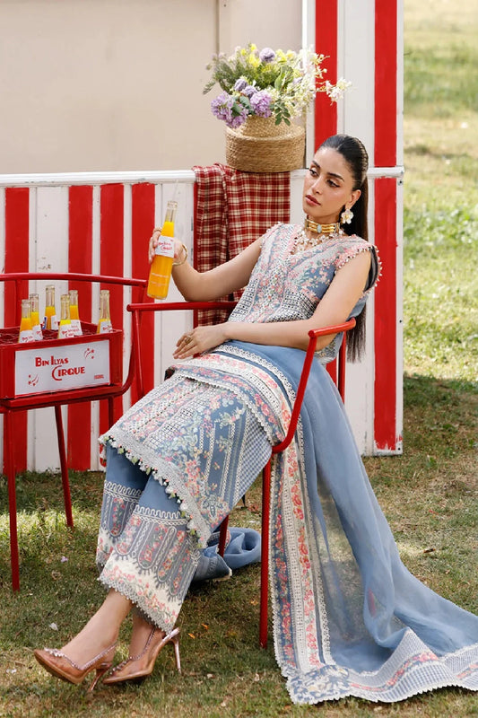 Light Grey Chikankari Embroidered Luxury Lawn Suit