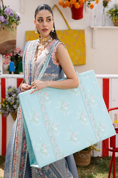 Light Grey Chikankari Embroidered Luxury Lawn Suit
