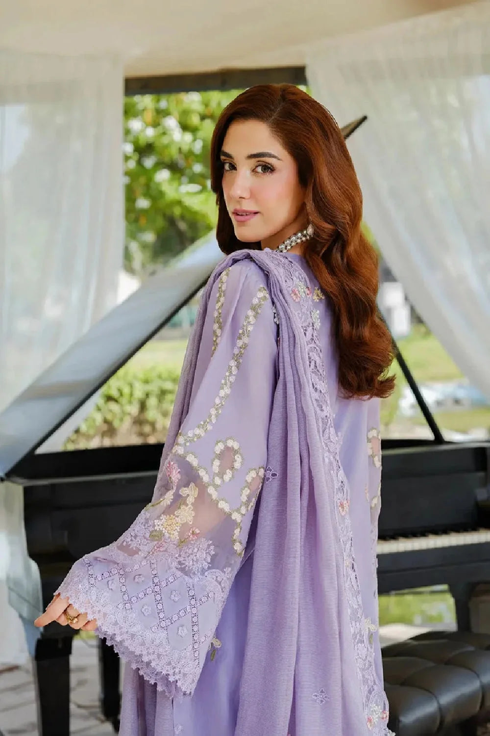 Lilac Heavy Chikankari Embroidered Luxury Lawn Suit