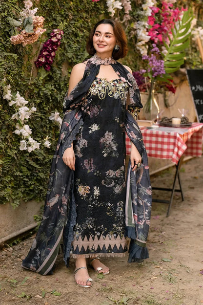 Navy Blue Chikankari Lawn Suit with Chiffon Dupatta