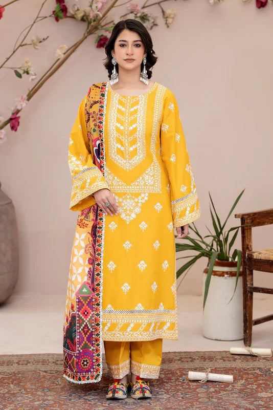 Mustard Yellow Pure Cotton Chikankari Lawn Suit