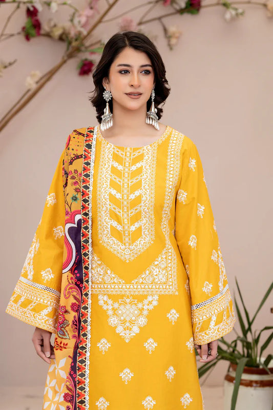 Mustard Yellow Pure Cotton Chikankari Lawn Suit