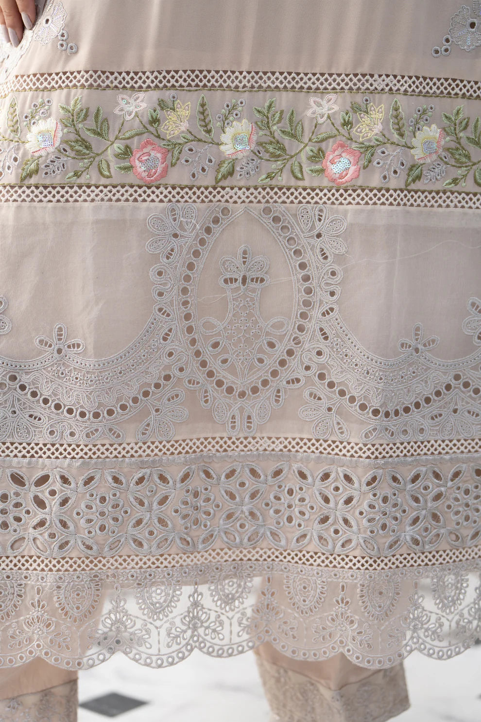 Vanilla Chikankari Embroidered Pure Chiffon Suit