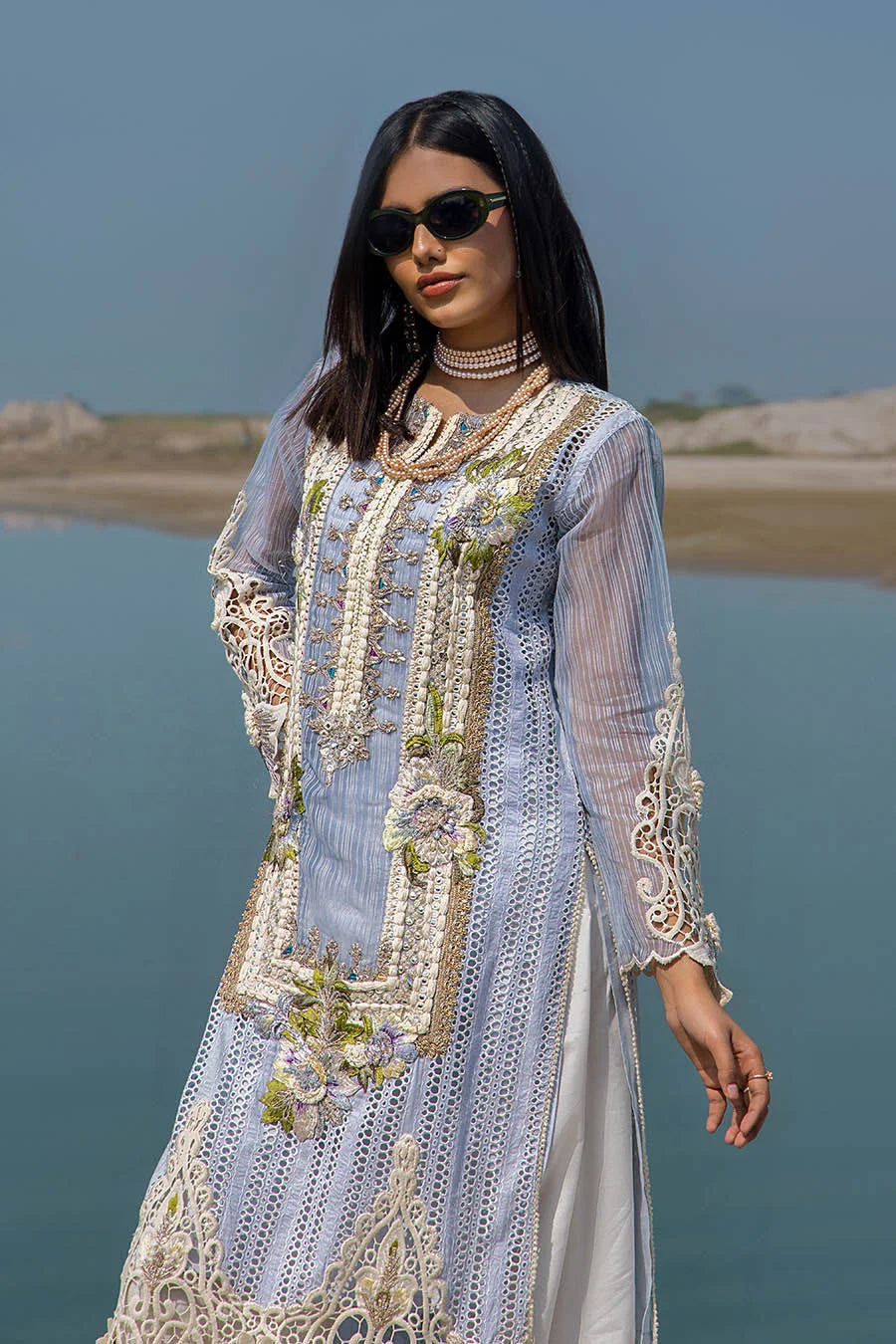 3D & Crochet Hand Embroidered Cotton Chikankari Suit