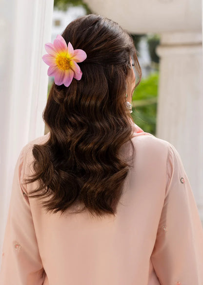 Light Pink Heavy Embroidered Lawn Suit with Organza Patchwork Embroidery