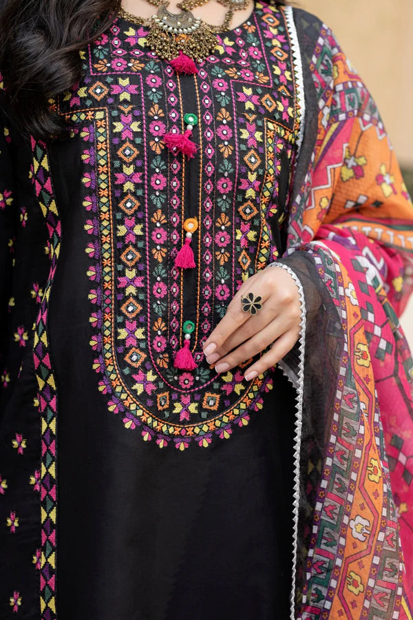 Black Pure Cotton Chikankari Farshi Shalwar Suit