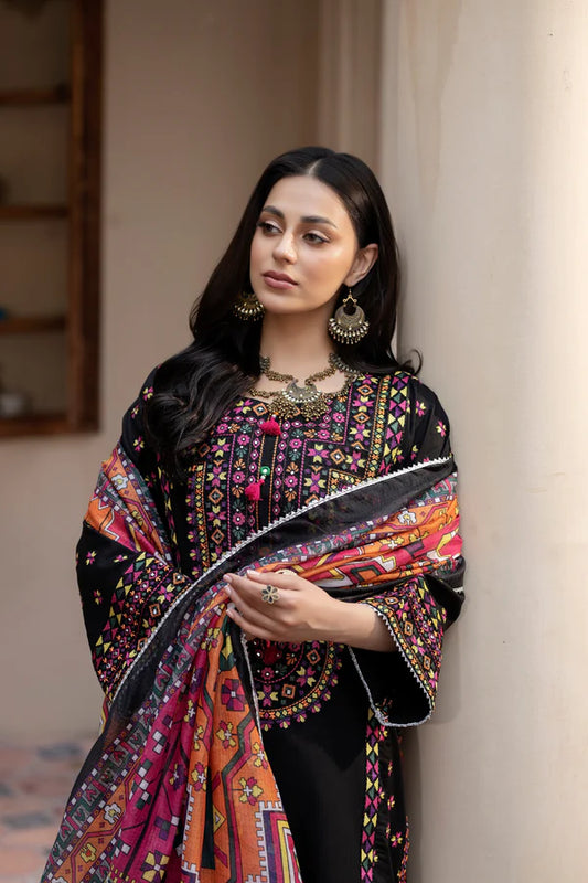Black Pure Cotton Chikankari Farshi Shalwar Suit