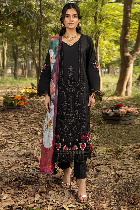 Black Pure Cotton Schiffli Embroidered Suit
