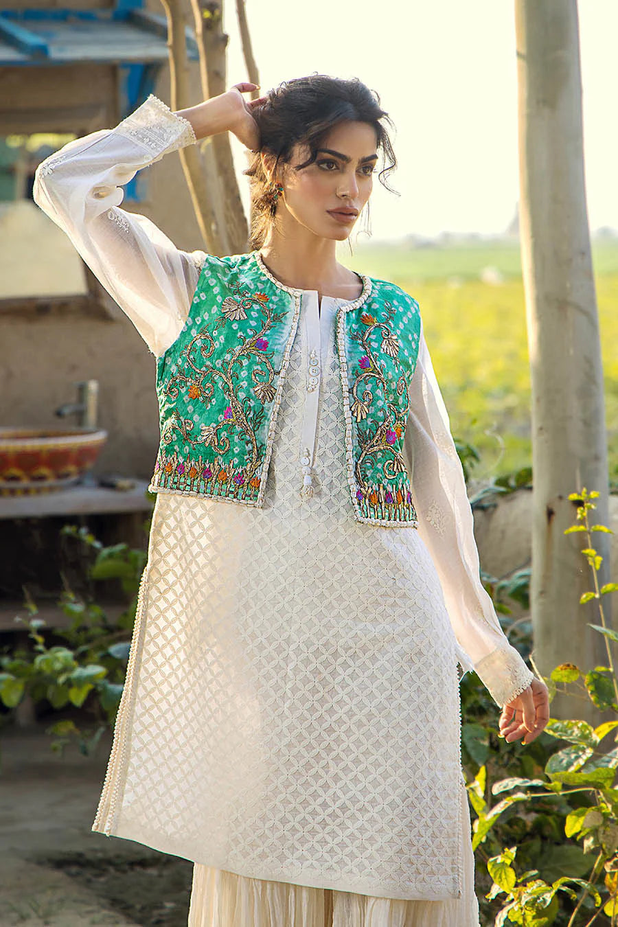 Handmade Jacket Style Suit with Gharara