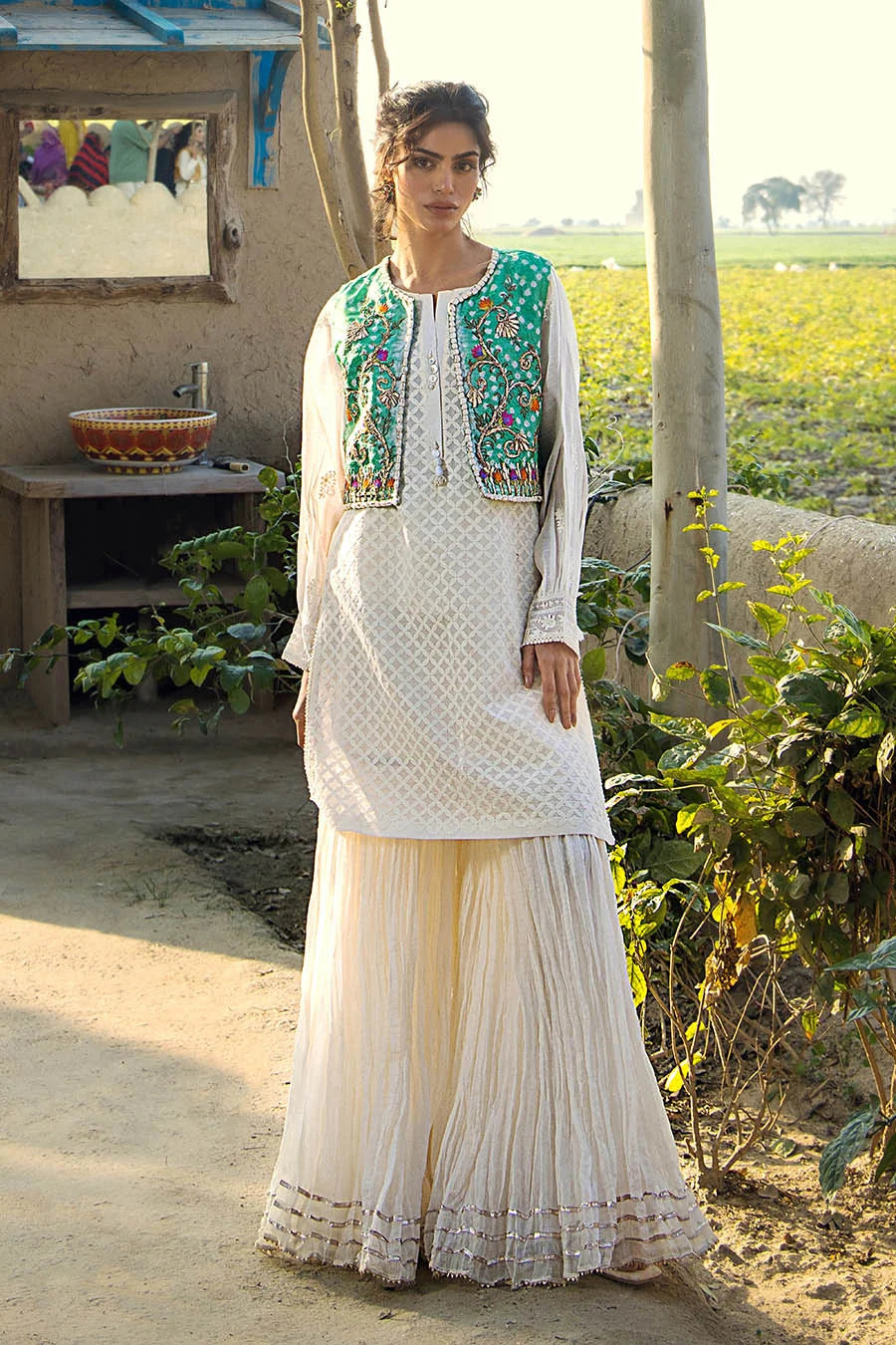 Handmade Jacket Style Suit with Gharara