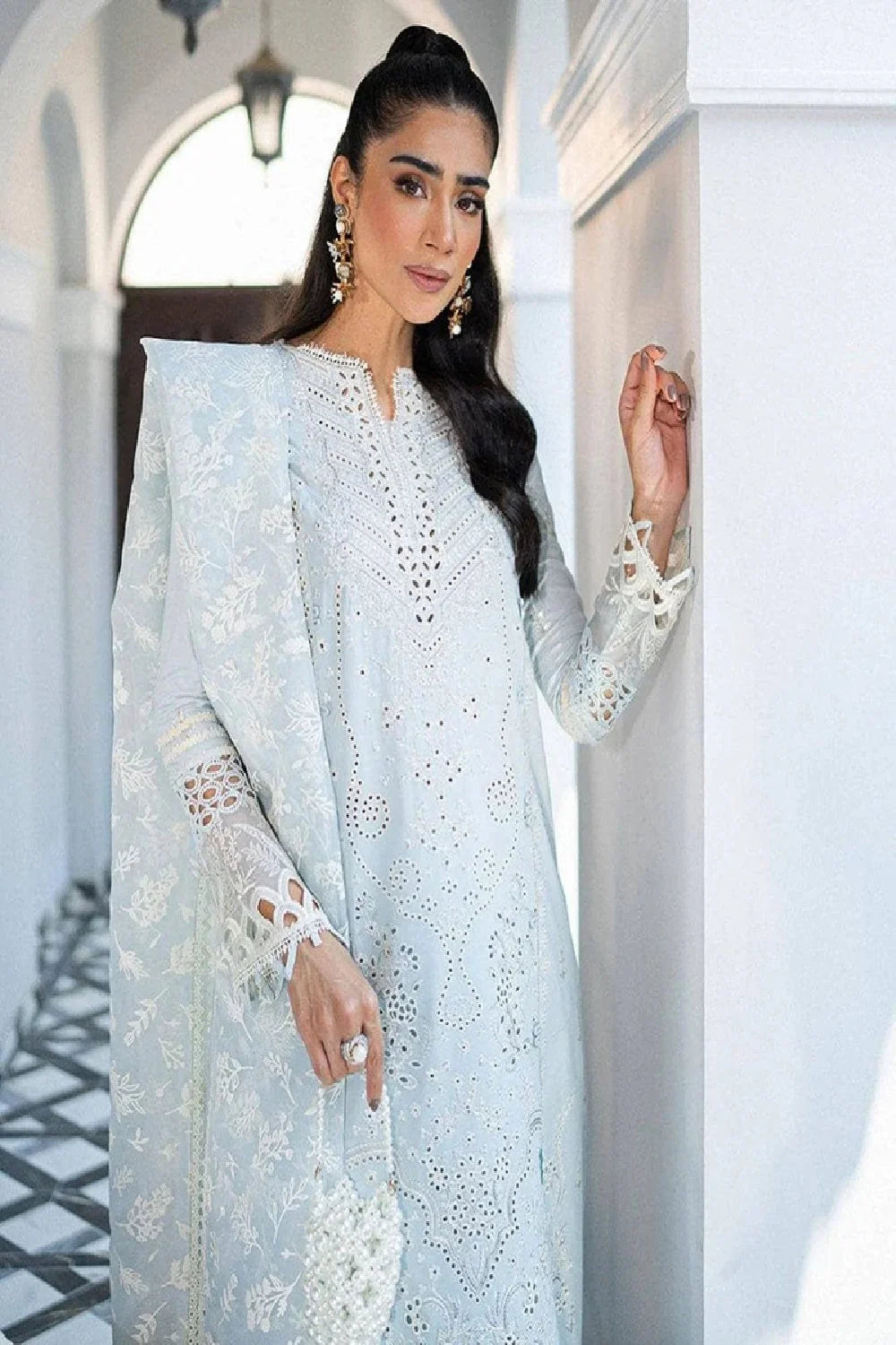 Sea Blue Heavy Chikankari Lawn Suit