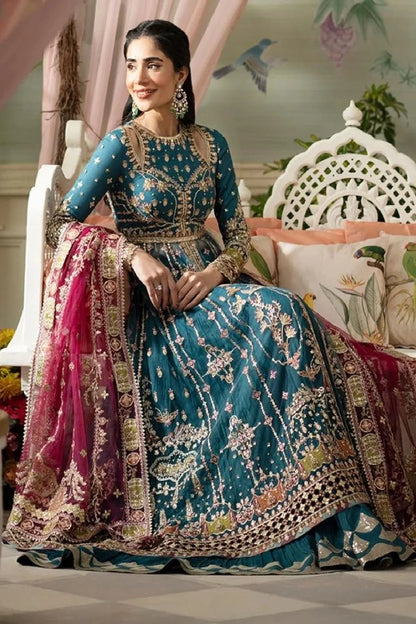 Peacock Green Handmade Lehenga Choli / Anarkali Maxi
