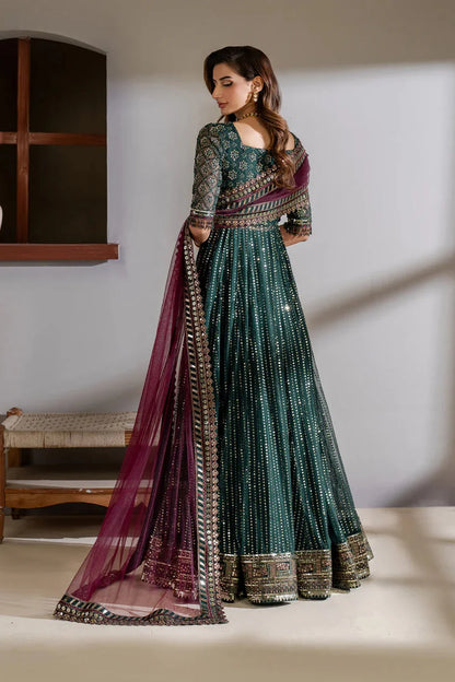Bottle Green Sequins Embroidered Lehenga Choli / Anarkali Maxi