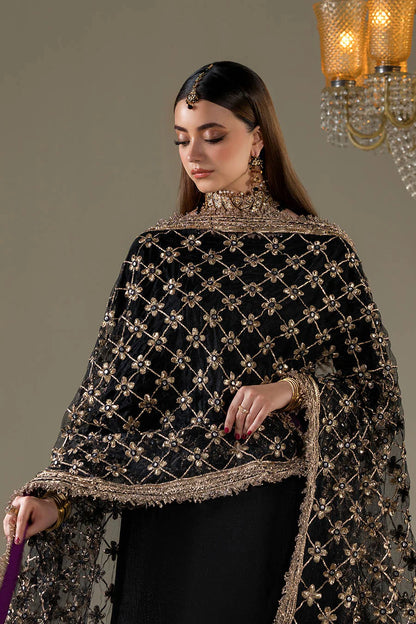 Black Velvet Sharara with Heavy Embroidered Dupatta