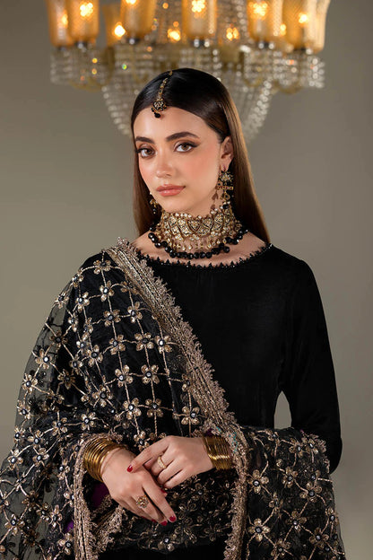 Black Velvet Sharara with Heavy Embroidered Dupatta