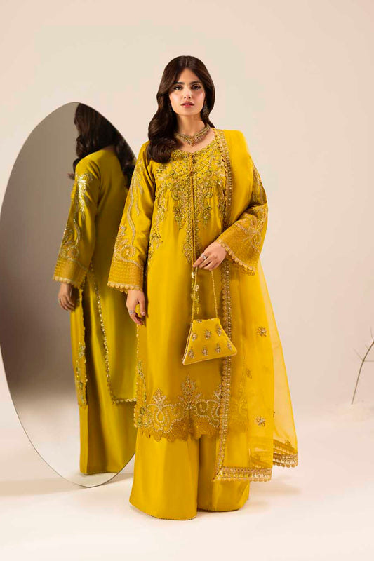 Dhani Yellow Orange Embellished & Embroidered Raw Silk Suit with Potil