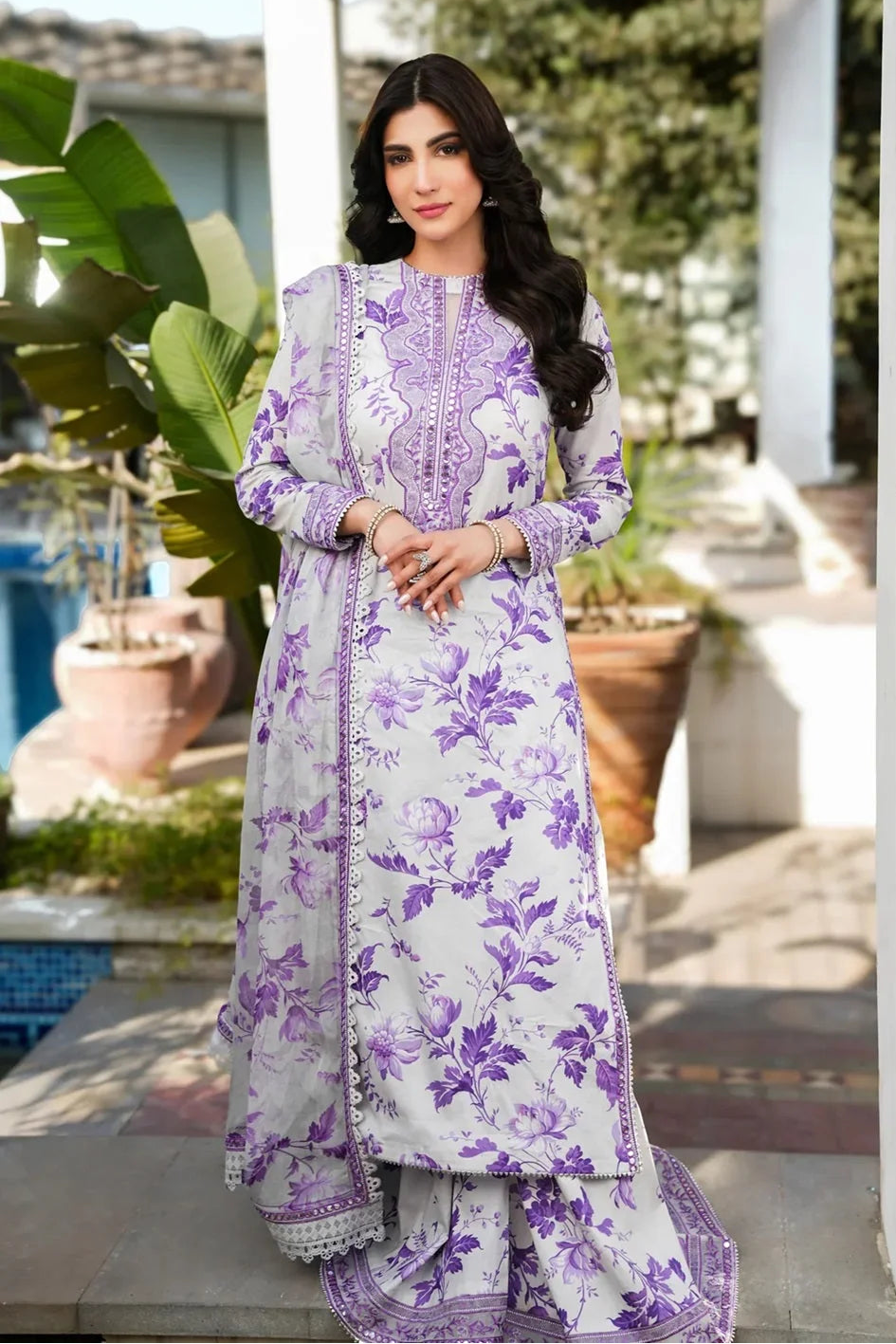 Digital Printed Lawn Suit with Chiffon Dupatta