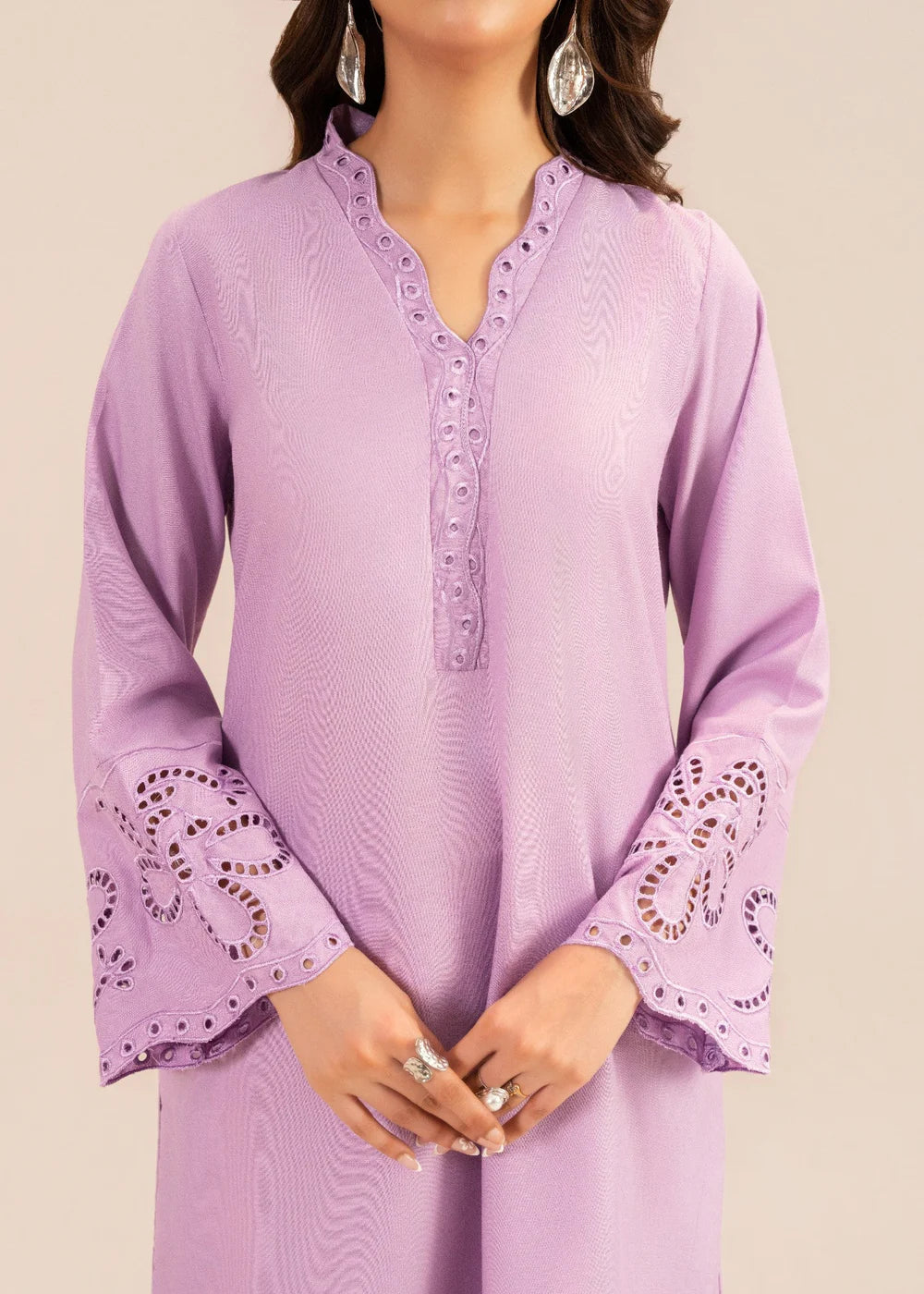 Purple Embossed Lawn Summer Kurta Set