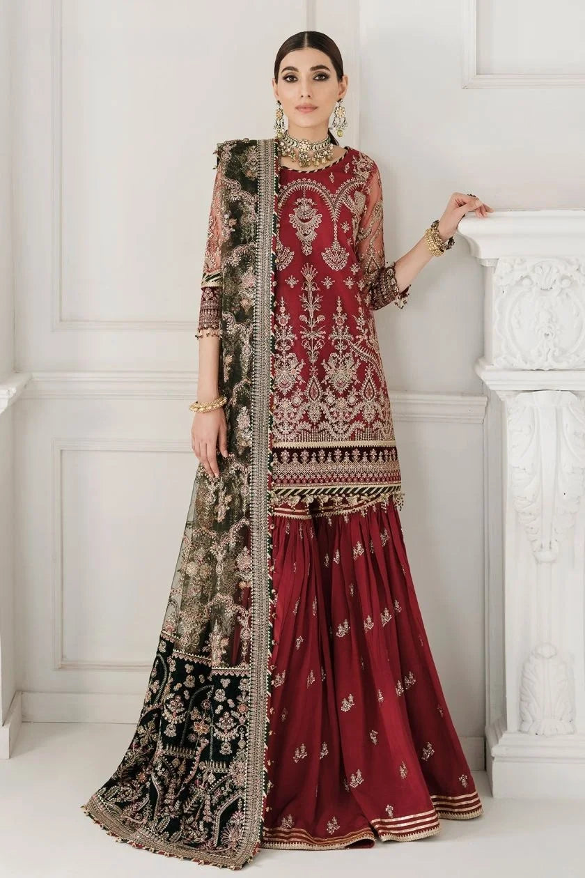 Maroon Heavy Sequins Embroidered Gharara