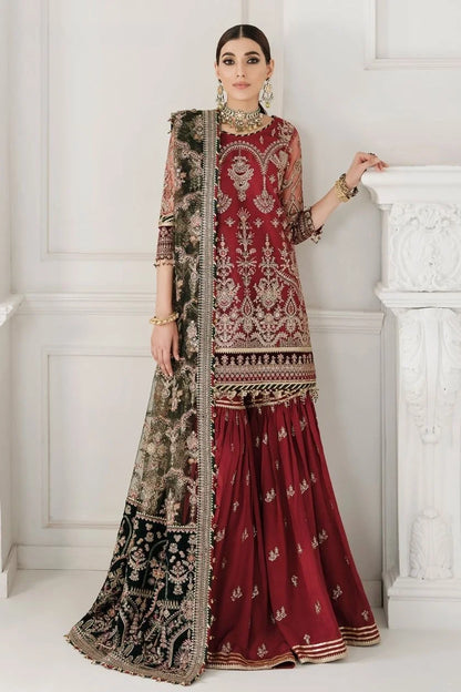 Maroon Heavy Sequins Embroidered Gharara