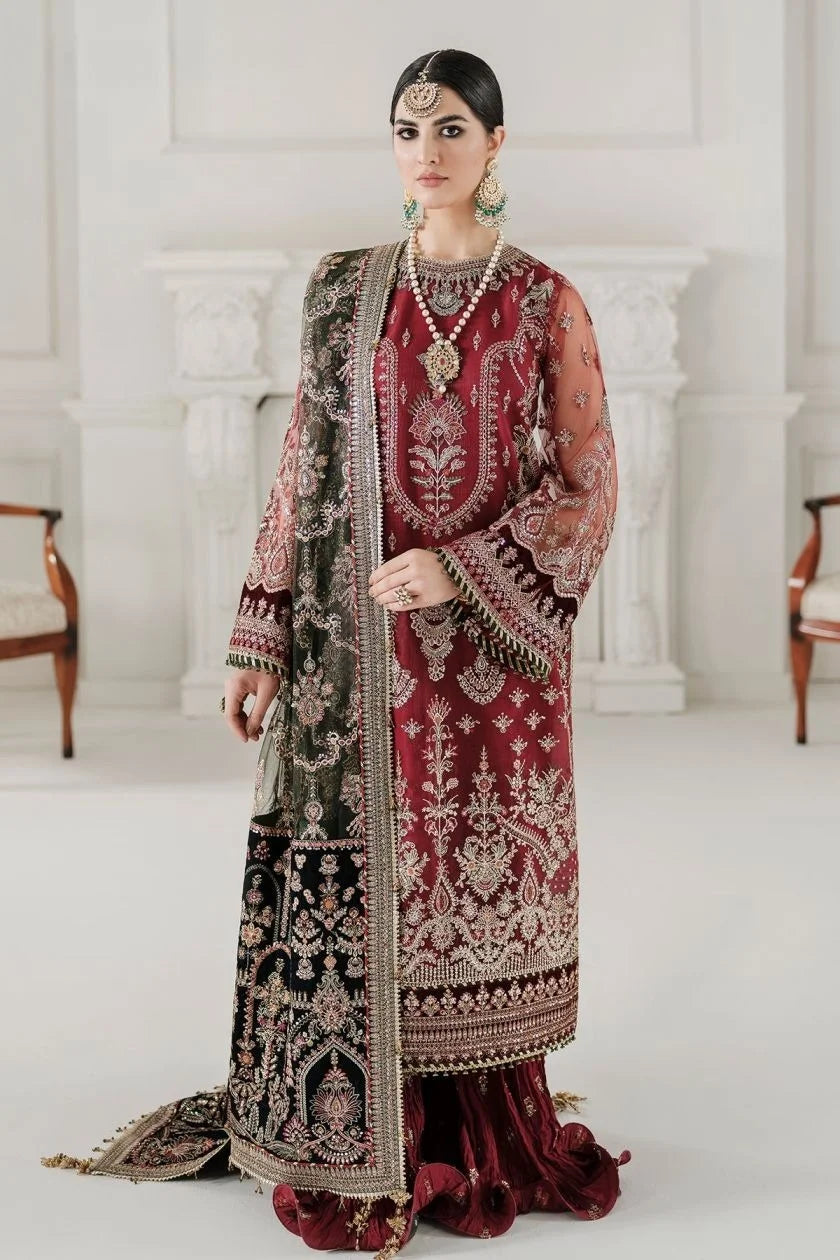 Maroon Heavy Sequins Embroidered Gharara