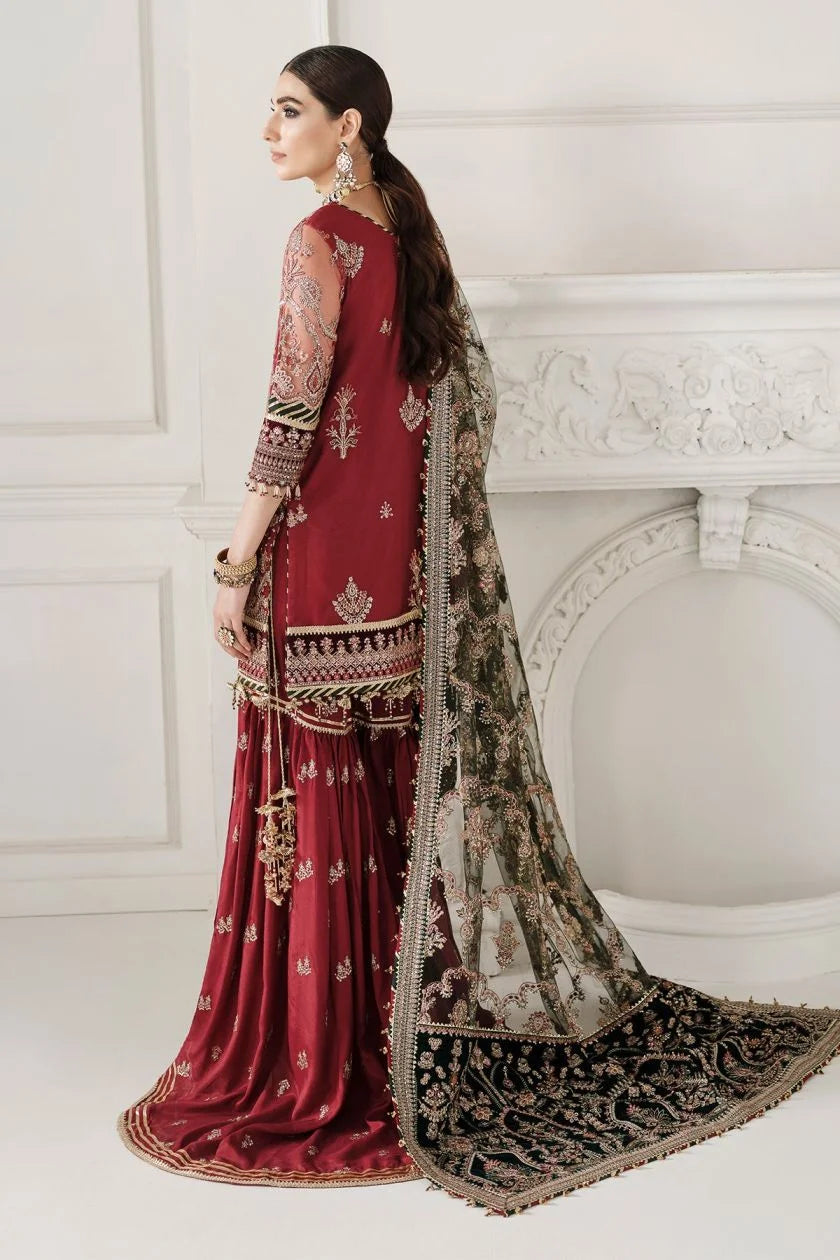 Maroon Heavy Sequins Embroidered Gharara