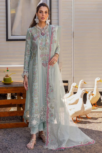 Heavy Embroidered Chikankari Pastel Green Lawn Suit