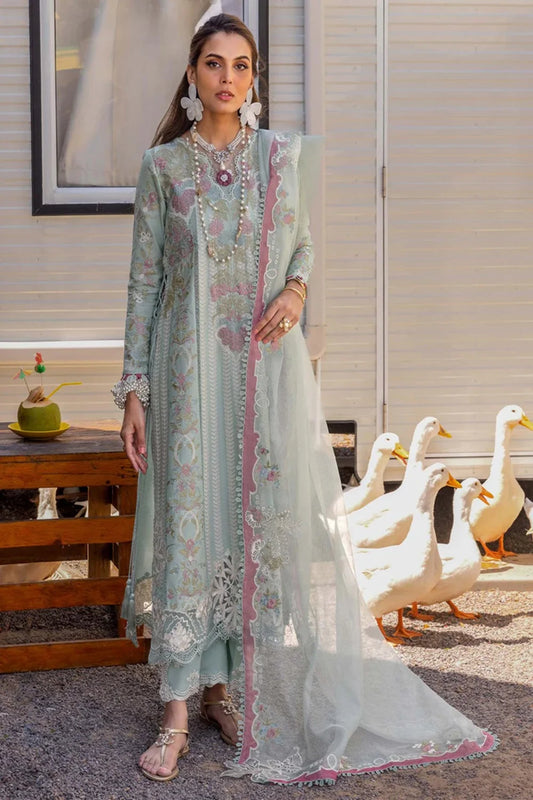 Heavy Embroidered Chikankari Pastel Green Lawn Suit