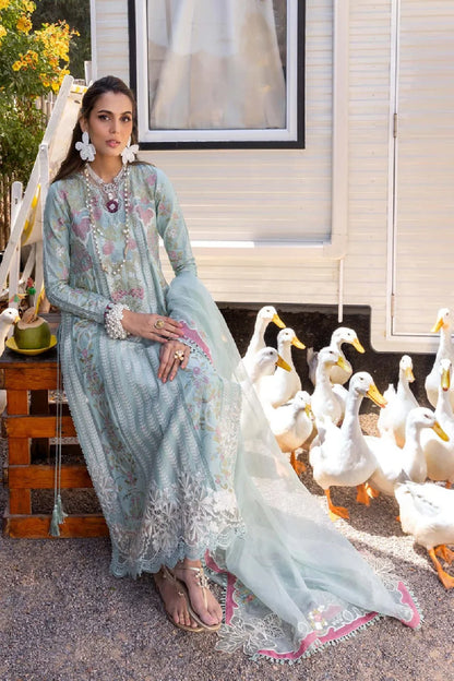 Heavy Embroidered Chikankari Pastel Green Lawn Suit