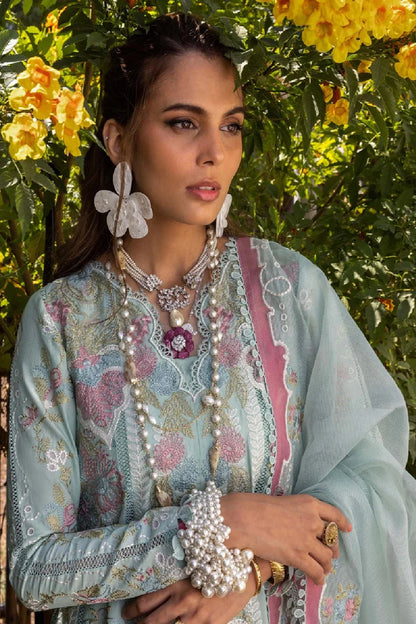 Heavy Embroidered Chikankari Pastel Green Lawn Suit