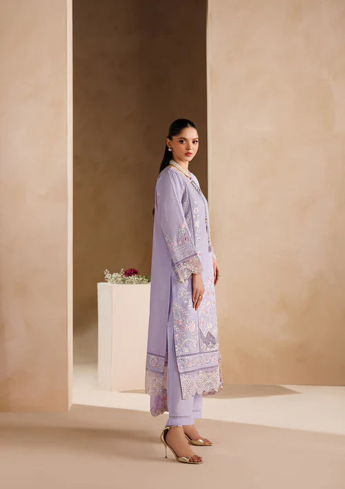 Lilac Embroidered Luxury Lawn Suit with Chiffon Dupatta