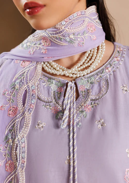Lilac Embroidered Luxury Lawn Suit with Chiffon Dupatta