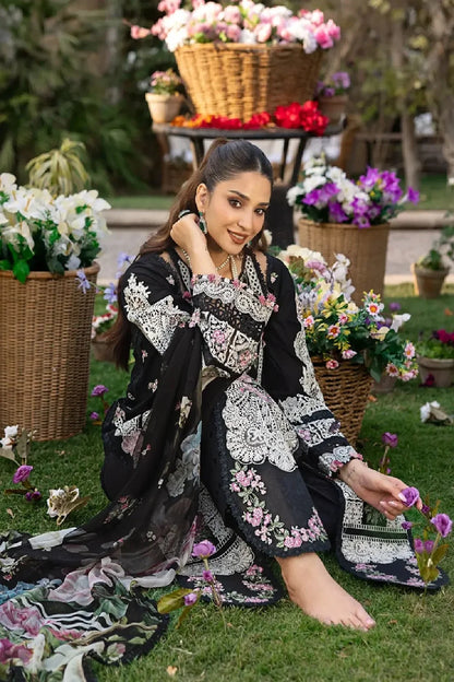 Black Heavy Embroidered Lawn Suit