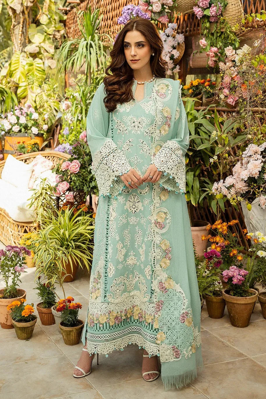 Pista Green Heavy Embroidered Lawn Suit