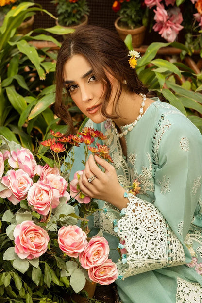 Pista Green Heavy Embroidered Lawn Suit