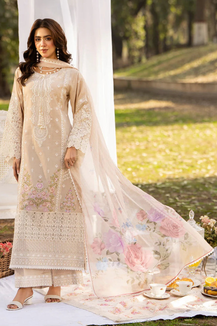 Creamy Beige Cut Work Embroidered Lawn Suit