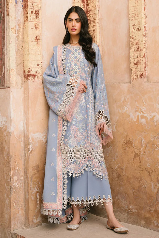 Heavy Embroidered Pastel Blue Lawn Suit